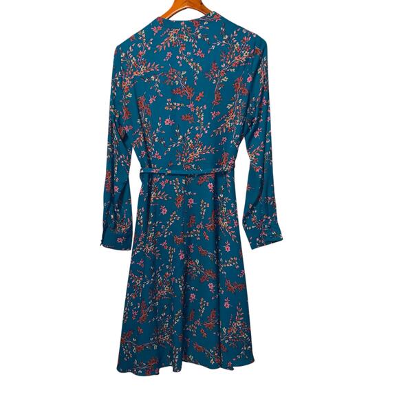 NANETTE by NANETTE LEPORE teal fit & flare midi L-sleeve floral dress - Picture 7 of 9